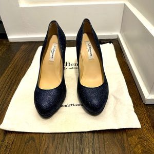 LK Bennett - Blue sparkle pump with small platform, size 36.5